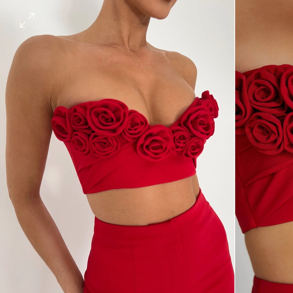 Meshki PALOMA Rose Crop Top - Red